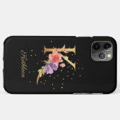 花のモノグラム 名前イニシャルK文字 Case-Mate iPhoneケース (裏面(横))