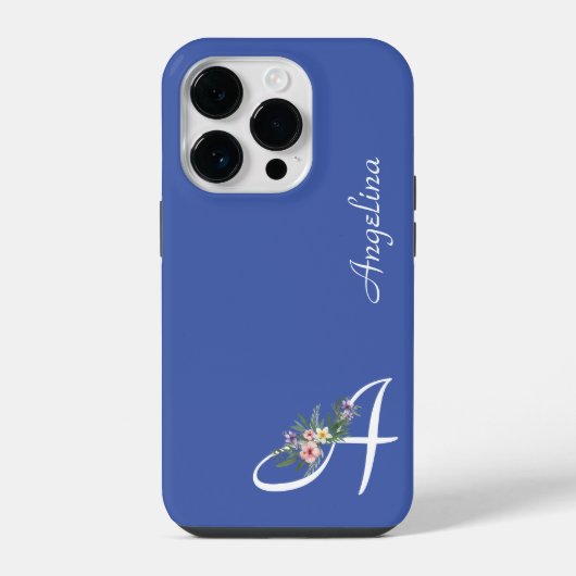 花のモノグラム A 退職祝い iPhoneケース (裏面)