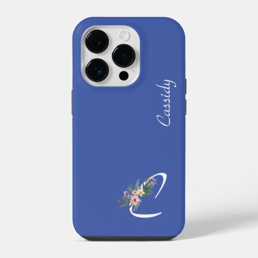 花のモノグラム C 退職祝い iPhoneケース (裏面)