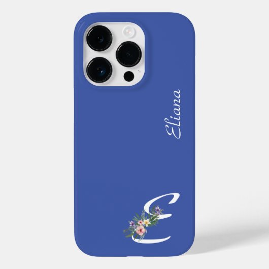 花のモノグラム E 退職のお祝い Case-Mate iPhoneケース (裏面)