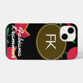 花のモノグラム iPhoneケース (裏面横)