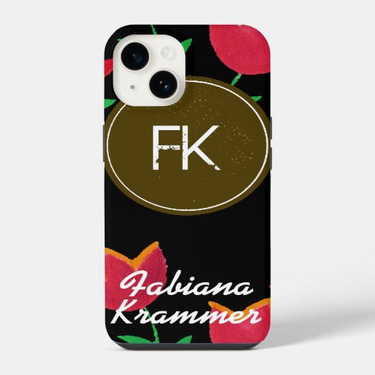 花のモノグラム iPhoneケース (裏面)