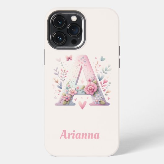 花のモノグラム iPhone 13 Pro Max カー iPhoneケース (裏面)
