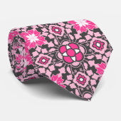 花のモロッコのタイル、赤紫のピンク及び灰色/灰色 ネクタイ (ロール)