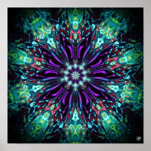 花のモンスターのシールドv2 – パターンpareidolia ポスター (正面)