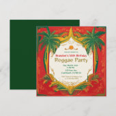 花のヤシカスタマイズ可能なレゲエパーティー 招待状 (正面/裏面)