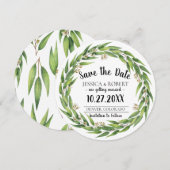 花のヤナギのリース 結婚式のSave the Date 招待状 (正面/裏面)