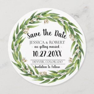花のヤナギのリース 結婚式のSave the Date 招待状
