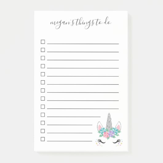 花のユニコーンのするべき実用的なチェックボックスの事 ポストイット (正面)