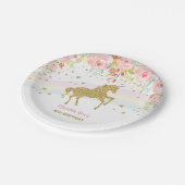 花のユニコーンのピンクの金ゴールドの虹の誕生日7"プレート ペーパープレート (アングル)