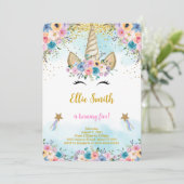 花のユニコーンの誕生日招待状 招待状 (スタンド正面)