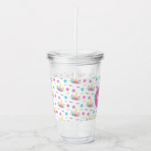 花のユニコーンの顔のパーソナライズなモノグラム アクリルタンブラー (正面)