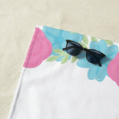 花のユニコーンの顔のパーソナライズな子供 ビーチタオル (インサイチュ)