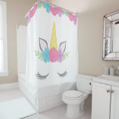花のユニコーンの顔 シャワーカーテン (インサイチュ)