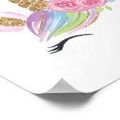 花のユニコーン水彩画 女子子供部屋壁飾り ポスター (角)