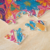 花のユニーク落書きの向き ジグソーパズル (側面)