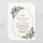 花のユーカリの洗礼の招待 招待状 (正面/裏面)