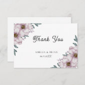 花のユーカリの結婚式のお礼カード サンキューカード (正面/裏面)