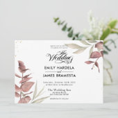 花のユーカリ水彩ペイントの予算結婚式 招待状 (スタンド正面)
