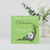 花のライムの大晦日のグランジなパーティの招待状 招待状 (スタンド正面)