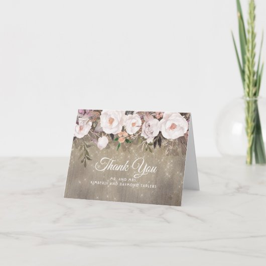 花のラスティックウェディング感謝カード サンキューカード (正面)