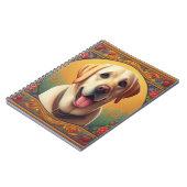 花のラブラドール・レトリーバー 犬 カラフルなボーダー ノートブック (左側)