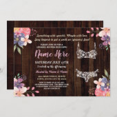 花のランジェリーのシャワーの招待のブライダルパーティ木 招待状 (正面/裏面)