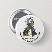 花のリボンのパーキンソン病の認識度のティー 缶バッジ (正面&裏面)