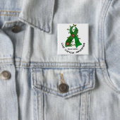 花のリボンの肝臓癌(エメラルドグリーンのリボン) 缶バッジ (インサイチュ)