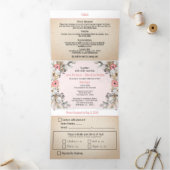 花のリボン付き3つ折り結婚式招待状(出欠回答付) 三つ折り招待状 (内部)