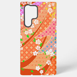 花のリボン着物パターン SAMSUNG GALAXY S22 ULTRAケース