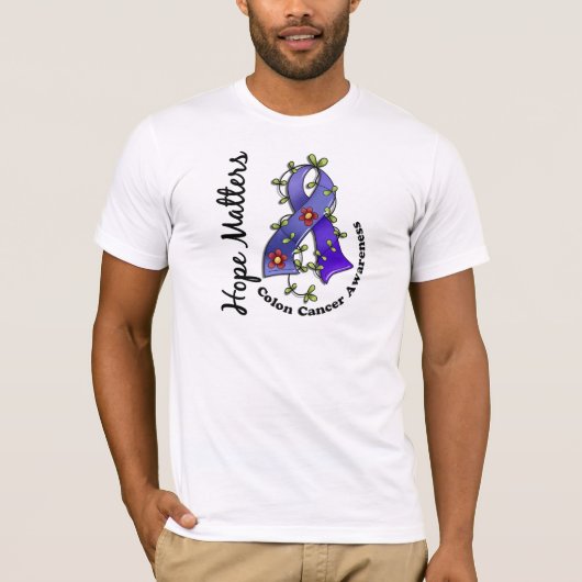 花のリボン4の希望の問題の結腸癌 Tシャツ (正面)