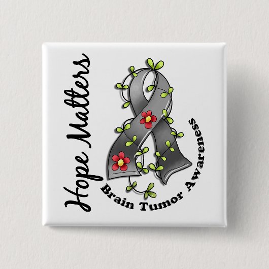 花のリボン4の希望の問題の脳腫瘍 缶バッジ (正面)