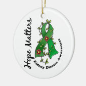 花のリボン4の希望の問題の腎臓病 セラミックオーナメント (左)