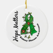 花のリボン4の希望の問題の腎臓病 セラミックオーナメント (裏面)