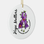 花のリボン4の希望の問題の膵臓癌 セラミックオーナメント (右)