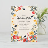 花のリンゴの先生卒業パーティー招待状 招待状 (スタンド正面)