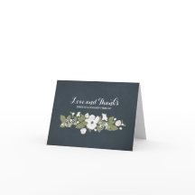 花のリースがかわいいヴィンテージ風の結婚式のお礼カード