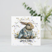 花のリースのイースターウサギの服 シーズンカード (スタンド正面)