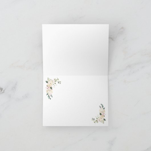 花のリースのウェディングパーティーのお礼カード（アルファベットのG） サンキューカード (内部)