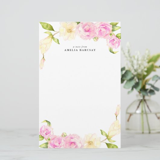 花のリースのカスタムの文房具 便箋 (スタンド正面)