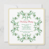 花のリースのクリスマスの休日のパーティの招待状 招待状 (正面)