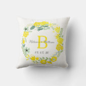 花のリースのパーソナライズな結婚式の装飾用クッション クッション (裏面)