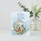 花のリースのブルーバードブライダルシャワー 招待状 (スタンド正面)