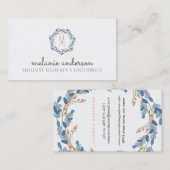 花のリースのモノグラムの名刺 名刺 (正面/裏面)