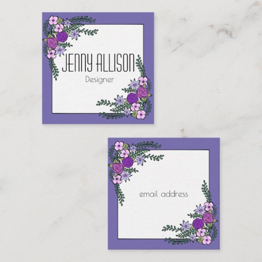 花のリースの名刺 スクエア名刺 (正面/裏面)