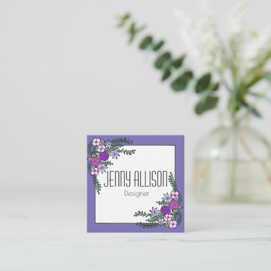 花のリースの名刺 スクエア名刺 (スタンド正面)