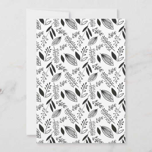 花のリースの手描きの保存日付カード 招待状 (裏面)