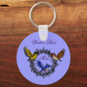 花のリースの最も最高のなお母さんの鳥 キーホルダー (正面)