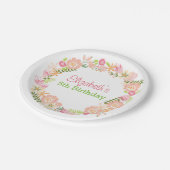 花のリースの紙皿 ペーパープレート (アングル)